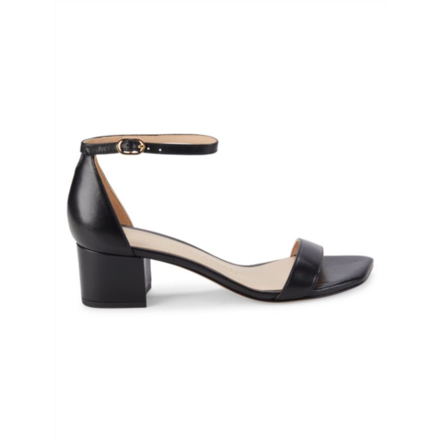 Stuart Weitzman Simple II Block Heel Leather Sandals