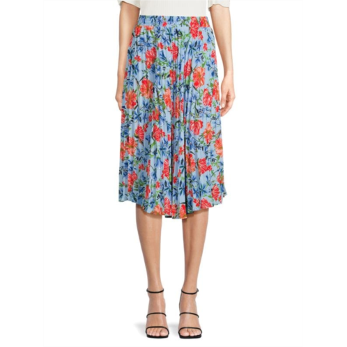 T Tahari Floral Pleated Midi Skirt