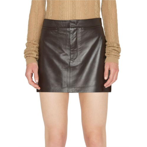 Frame Leather Mini Skirt