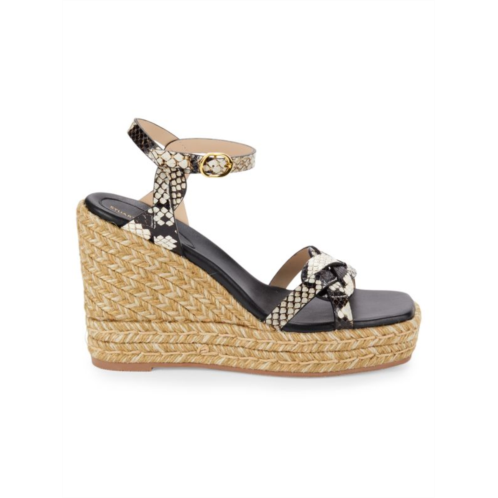 Stuart Weitzman Braida Max Snakeskin Leather Espadrille Sandals