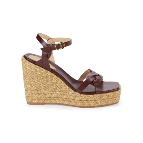 Stuart Weitzman Braida Leather Wedge Espadrille Sandals