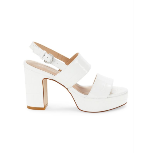 Stuart Weitzman Ono Embossed Leather Platform Sandals