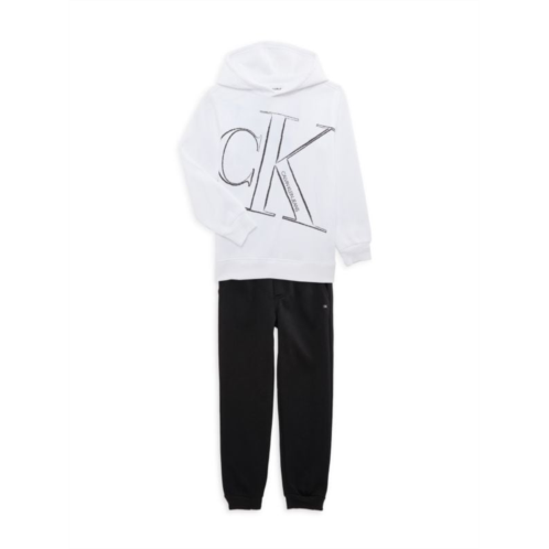 Calvin Klein Little Boys 2-Piece Logo Hooded Sweatshirt & Joggers Set