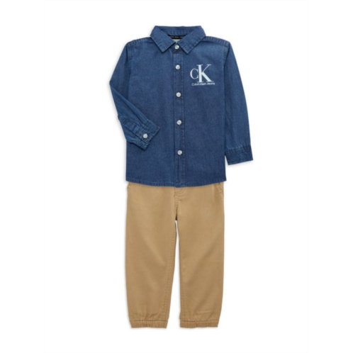 Calvin Klein Jeans Baby Boys 2-Piece Chambray Logo Top & Pants Set