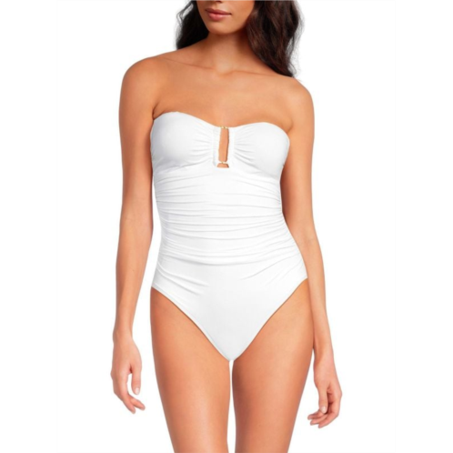 POLO Ralph Lauren Ruched Bandeau One-Piece Swimsuit