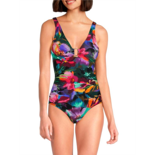 POLO Ralph Lauren Floral Ruched One-Piece Swimsuit