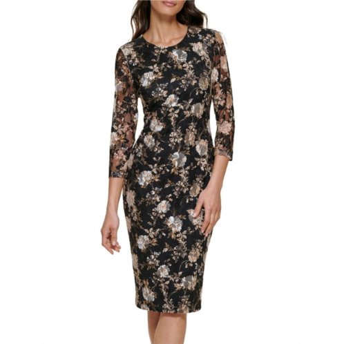 Kensie Floral Lace Midi Sheath Dress