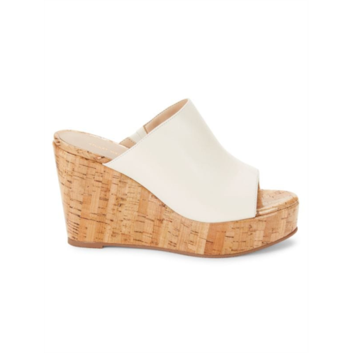 Stuart Weitzman Margarite Leather Wedge Heel Sandals