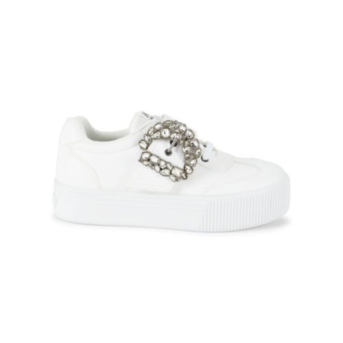 Karl Lagerfeld Paris Embellished Buckle Platform Sneakers