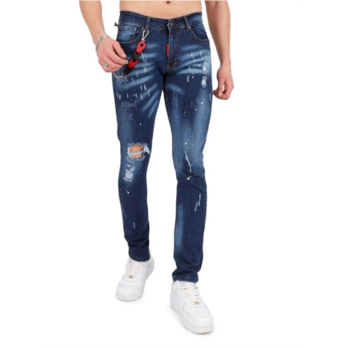 Elie Balleh Chain Ripped Mid Rise Jeans