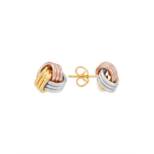 Saks Fifth Avenue Made in Italy 14K Tri Tone Gold Love Knot Stud Earrings