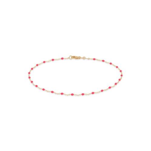 Saks Fifth Avenue 14K Yellow Gold & Enamel Bead Station Chain Anklet