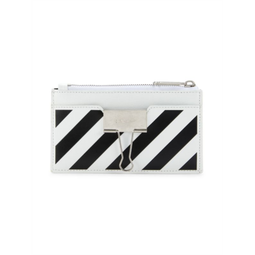 Off-White Striped Leather Card Case