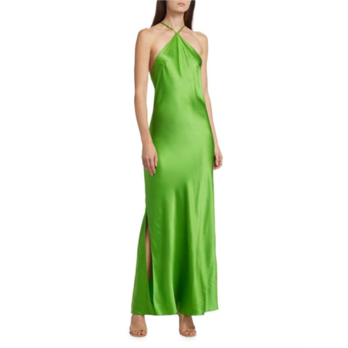 Dannijo Satin Halterneck Maxi Dress