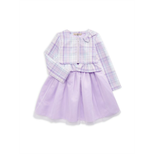 Purple Rose Little Girls 2-Piece Plaid Jacket & Dress Set