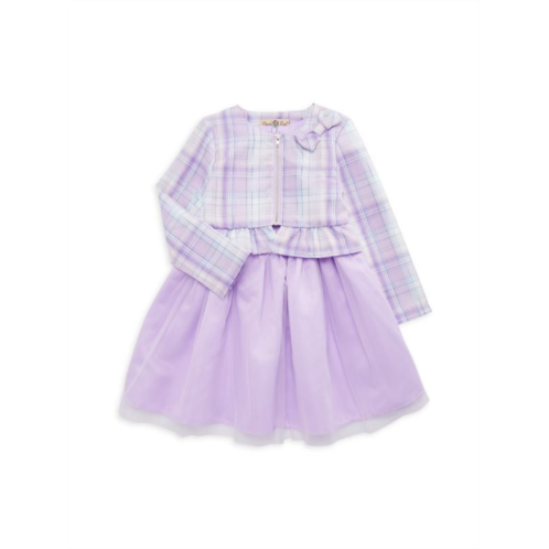 Purple Rose Little Girls Checked Fit & Flare Dress