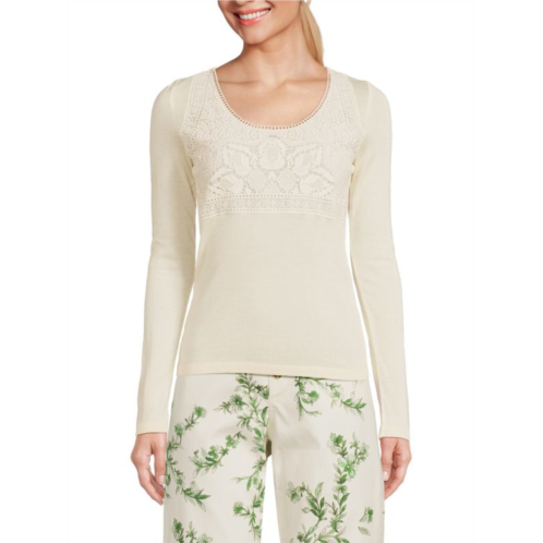 Giambattista Valli Lace Cashmere & Silk Sweater