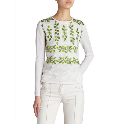 Giambattista Valli Embroidered Cashmere & Silk Blend Sweater