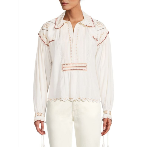 Etro Embroidered Pleated Blouse
