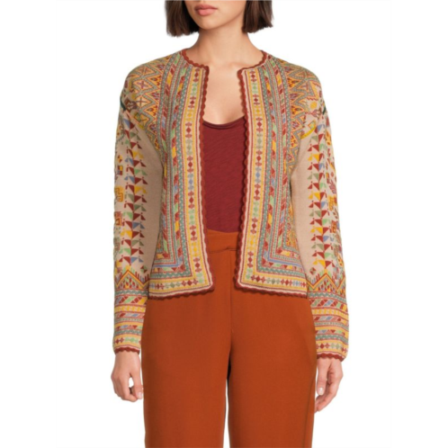 Etro Camelia Pattern Wool Blend Cardigan