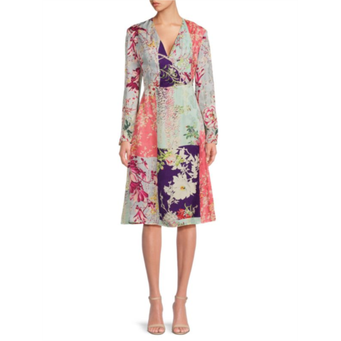 Etro Floral Silk Blend Faux Wrap Dress