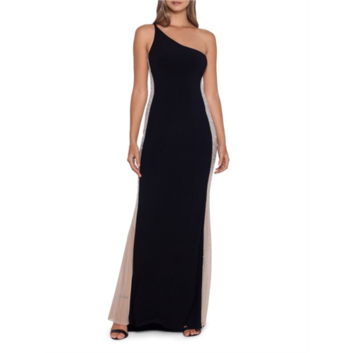 Xscape One Shoulder Beaded Gown