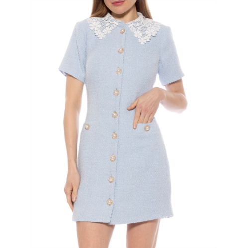 Alexia Admor Grady Collared Tweed Shirt Dress