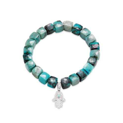 Sydney Evan 14K White Gold, Chrysocolla, Diamond & Turquoise Beaded Bracelet