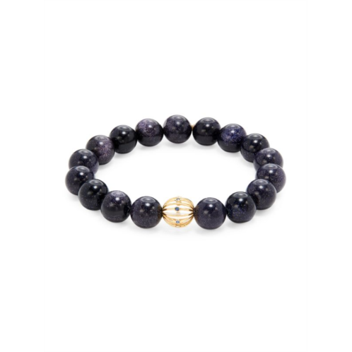 Sydney Evan 14K Yellow Gold, Blue Sapphire & Blue Goldstone Beaded Bracelet