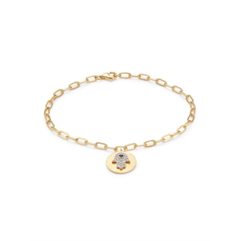 Effy 14K Yellow Gold, Sapphire & Diamond Hamsa Bracelet