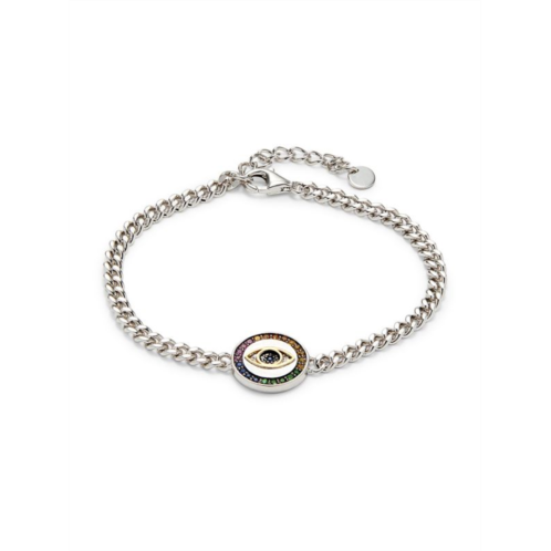 Effy Sterling Silver, 14K Yellow Gold, Sapphire & Diamond Evil Eye Chain Bracelet