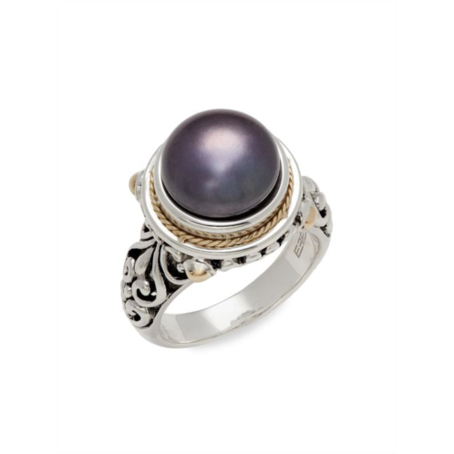 Effy Sterling Silver, 18K Yellow Gold & 12MM Purple Freshwater Pearl Ring