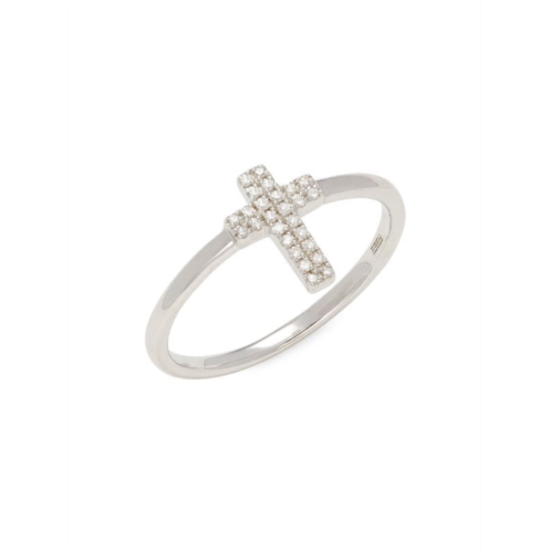 Effy Sterling Silver & 0.07 TCW Diamond Cross Ring