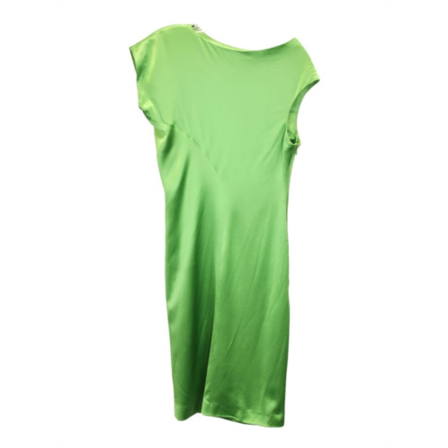 Alexander Mcqueen Asymmetric Knee-Length Dress In Green Silk