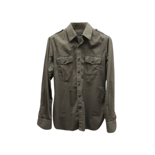Tom Ford Flap Pocket Overshirt In Olive Cotton