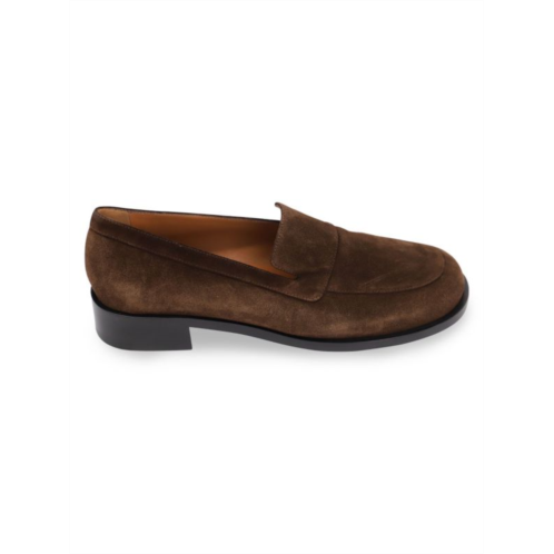 The Row Garcon Loafer In Brown Calfskin Suede Flats Loafers