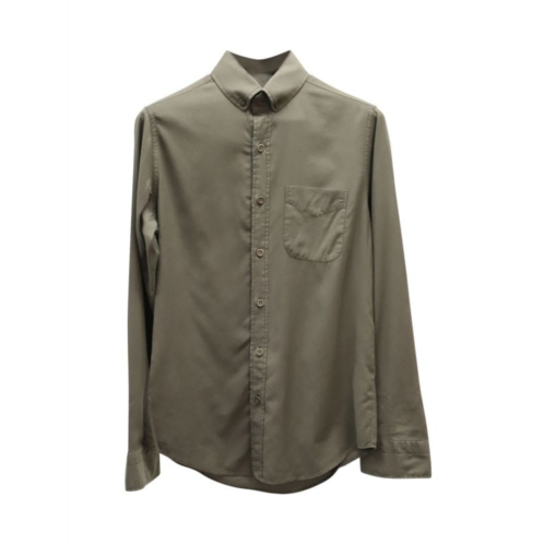 Tom Ford Button Down Long Sleeve Shirt In Olive Cotton