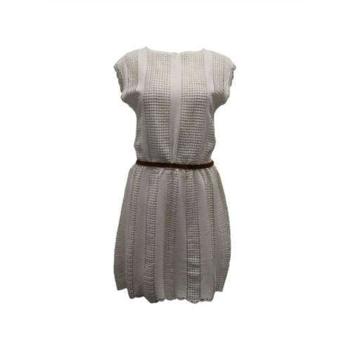 Zimmermann Belted Crochet Mini Dress In Cream Cotton