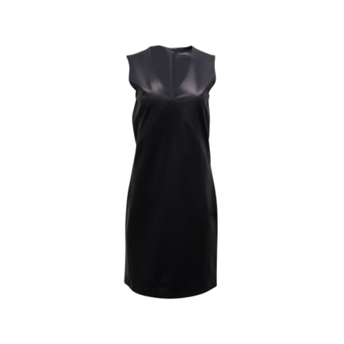 The Row Sleeveless V-Neck Mini Dress In Black Leather