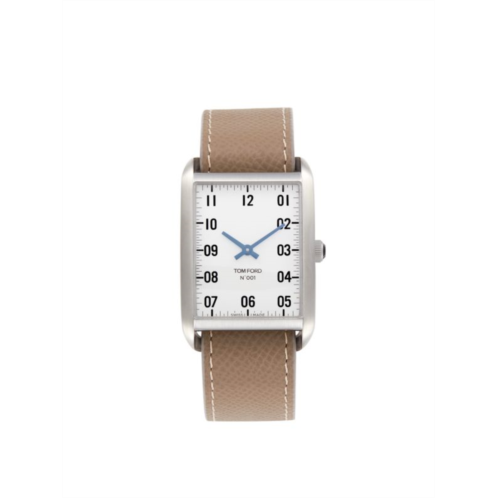 TOM FORD 30MM Stainless Steel & Leather Strap Watch