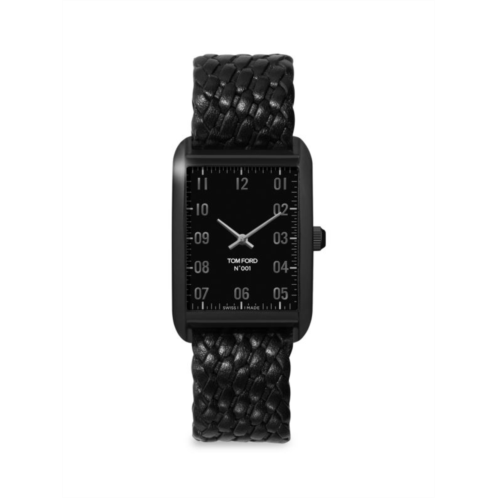 TOM FORD 30MM Stainless Steel Case & Braided Leather Strap Watch