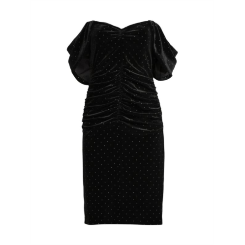 Black Halo Sampson Ruched Velvet Dress