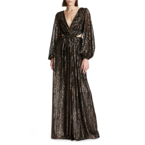 Halston Heritage Madelyn Sequin Cutout Gown