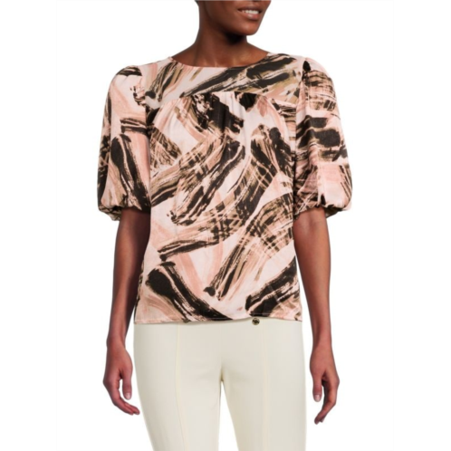 DKNY Abstract Puff Sleeve Top
