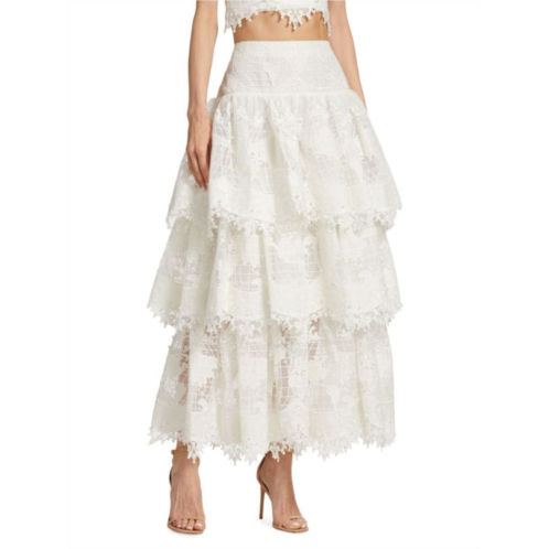 Zimmermann High Tide Tiered Lace Maxi Skirt