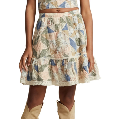 Polo Ralph Lauren Patchwork Tiered Mini Skirt