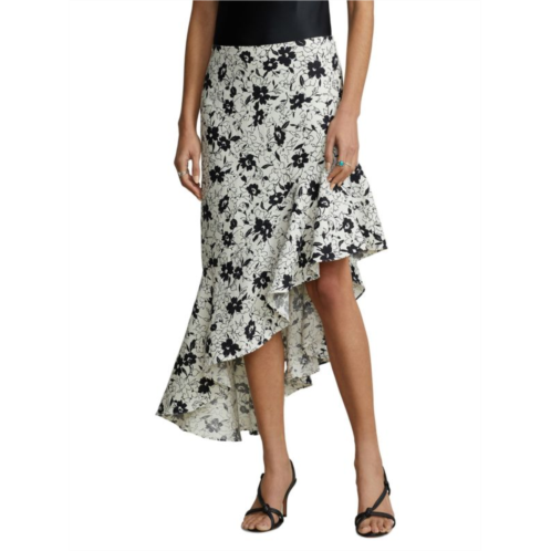 Polo Ralph Lauren Mulia Floral Asymmetric Linen Midi Skirt