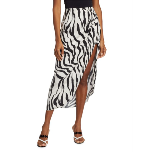 Ronny Kobo Greg Zebra Draped Midi Skirt