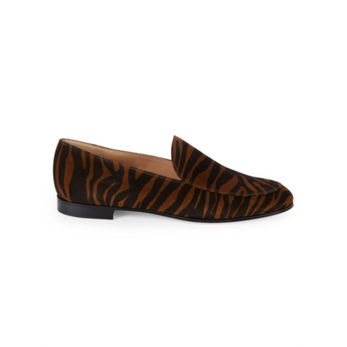 Gianvito Rossi Tiger Print Suede Loafers