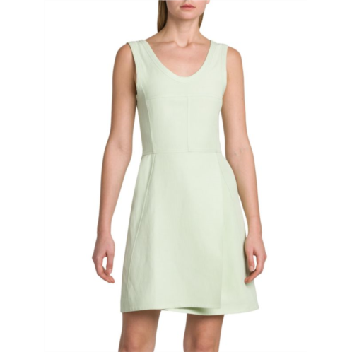 Jil Sander Fit & Flare Linen Blend Mini Dress